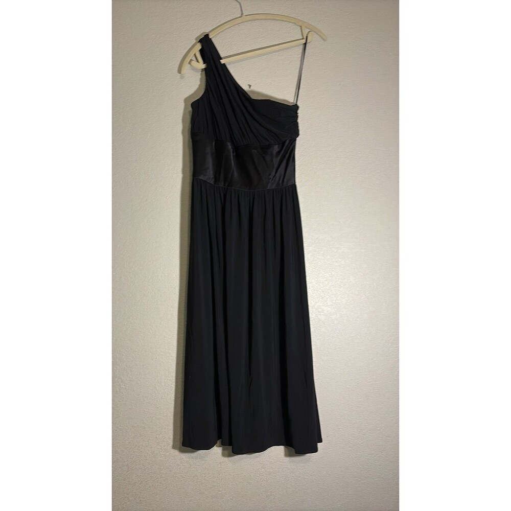 Jones New York One-Shoulder Black Midi Dress with Satin Waistband 10